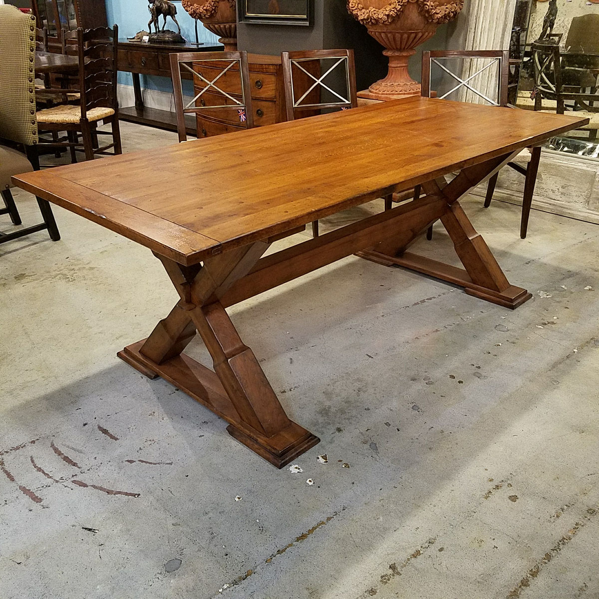 Oak, X leg refectory table